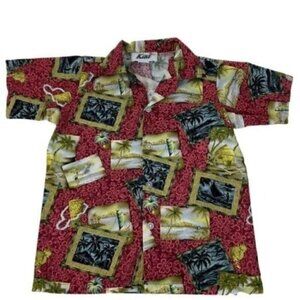 Vintage Hawaiian Boys Button Up Shirt Made In Hawaii Kad Creations 100% Cotton